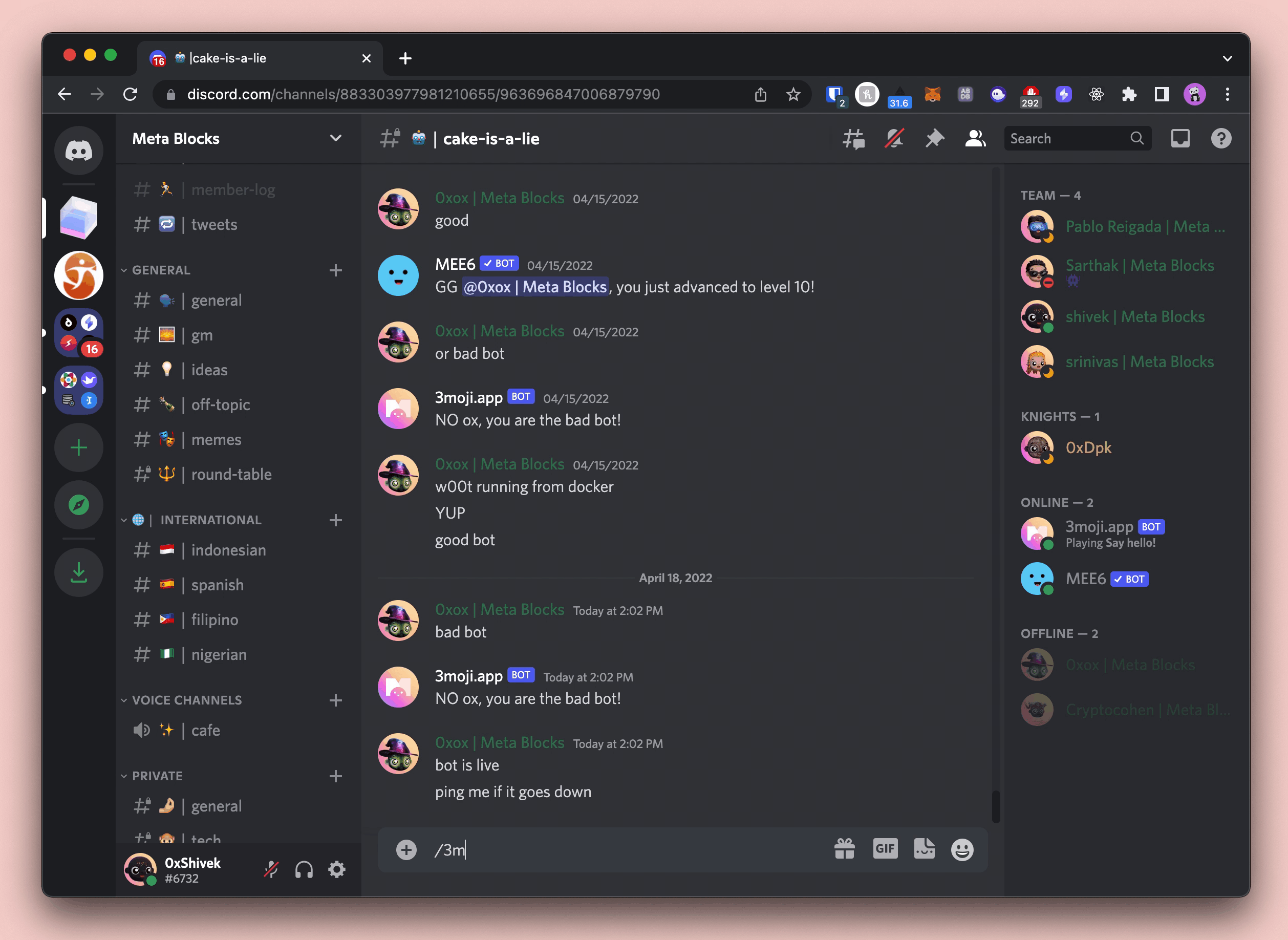 3moji avatars being used in a Discord bot