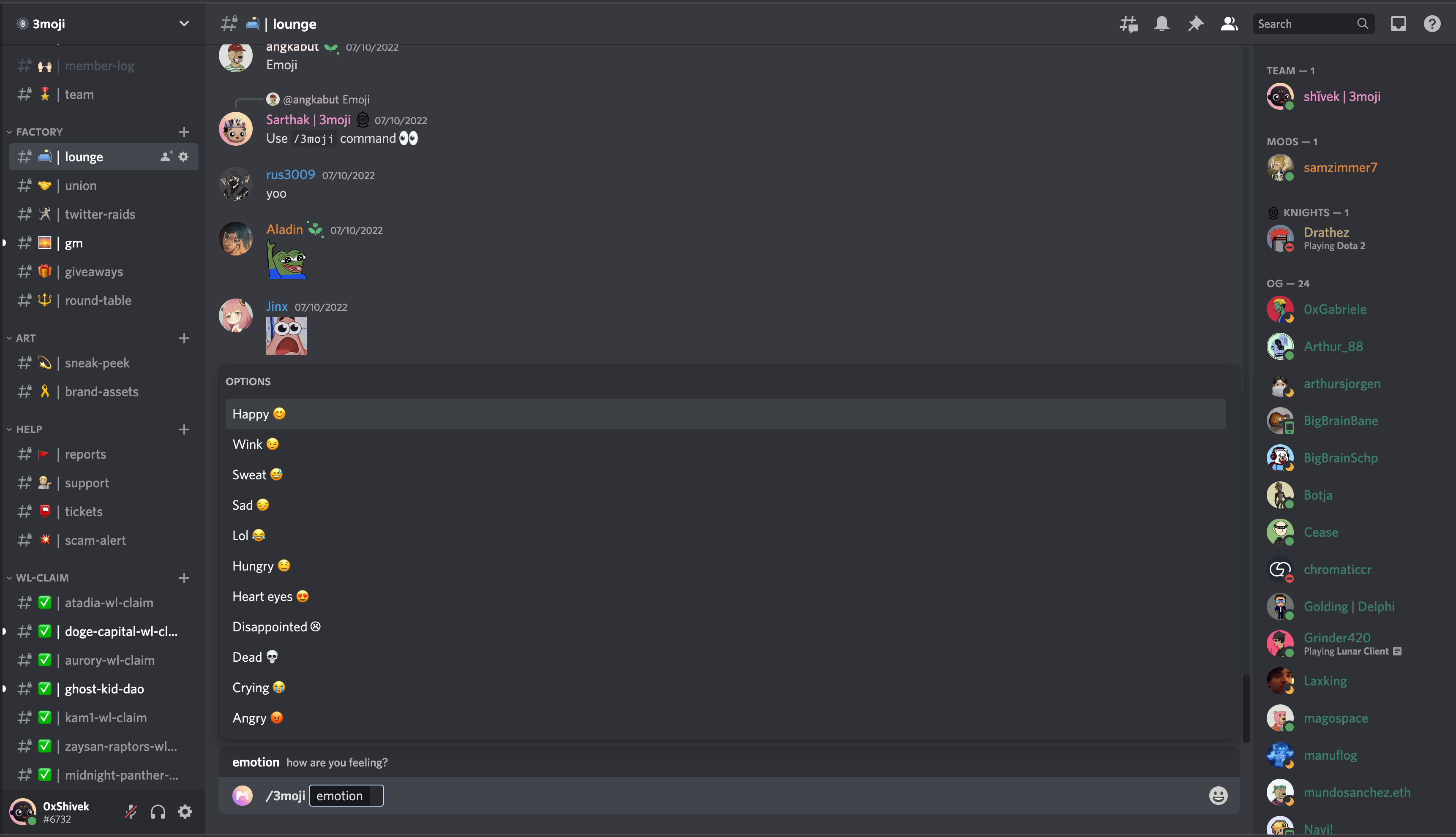 `/3moji` command on Discord